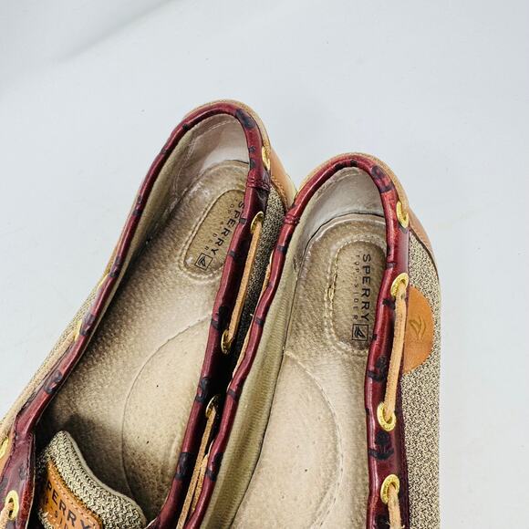Sperry Angelfish Embossed Anchor Boat Shoe Brown/Tan Leather Size 9M - Picture 4 of 14